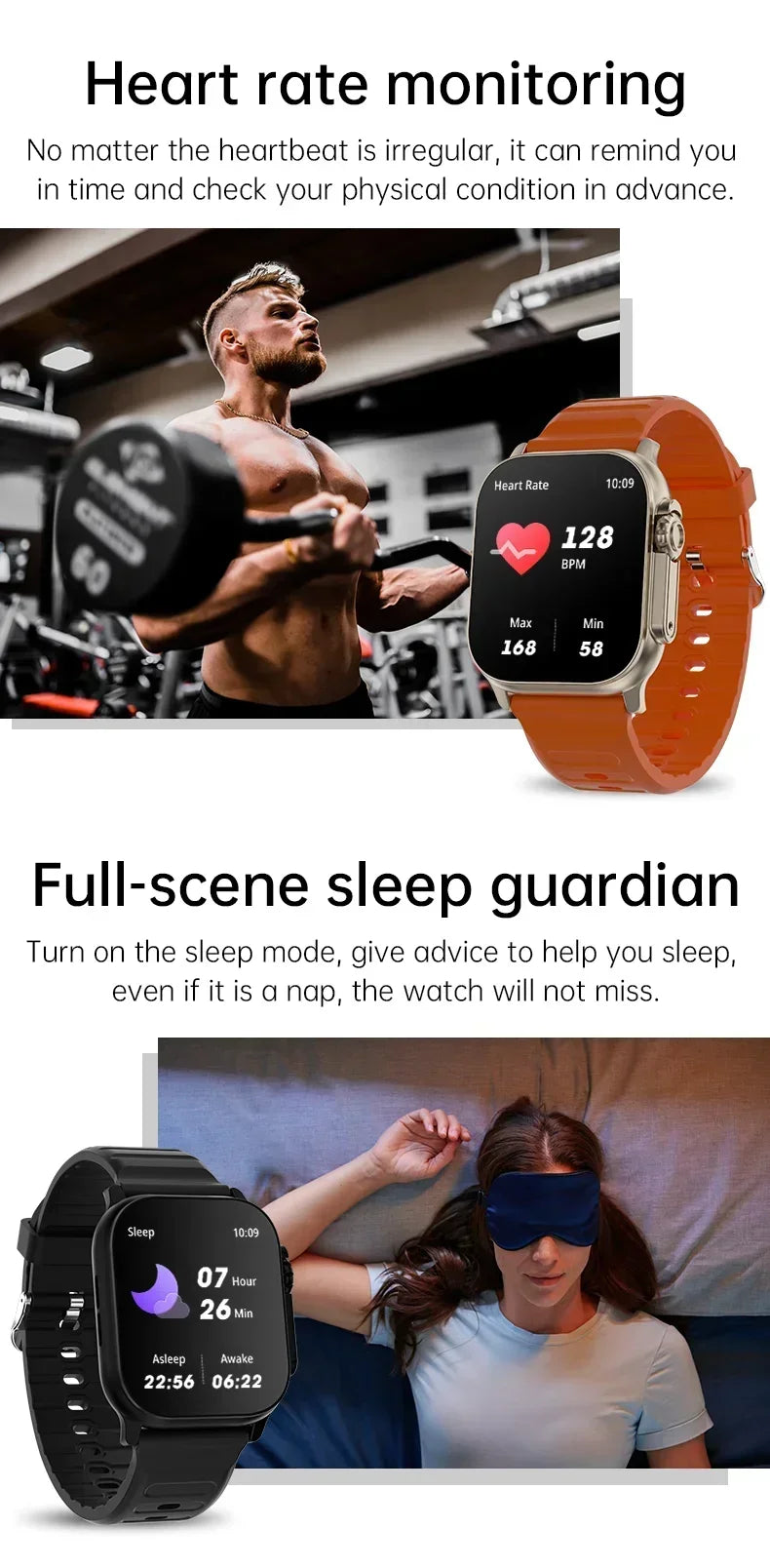 Relógio Smart Watch T10 U2 Watch Ultra IWO Watch Ultra NFC Smartwatch Series 9 Bluetooth Call 2.2 Inch Wireless Fitness Watch