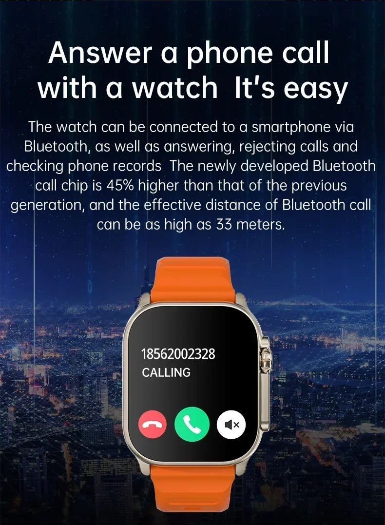 Relógio Smart Watch T10 U2 Watch Ultra IWO Watch Ultra NFC Smartwatch Series 9 Bluetooth Call 2.2 Inch Wireless Fitness Watch