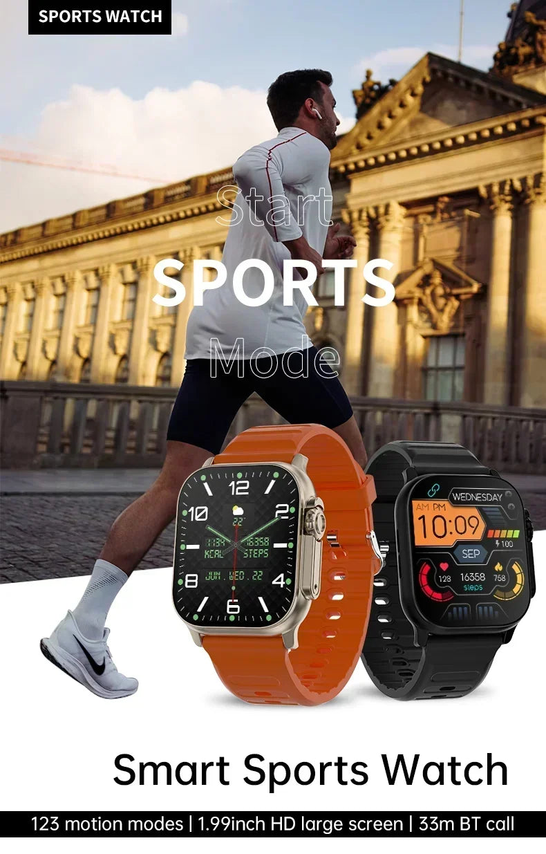 Relógio Smart Watch T10 U2 Watch Ultra IWO Watch Ultra NFC Smartwatch Series 9 Bluetooth Call 2.2 Inch Wireless Fitness Watch