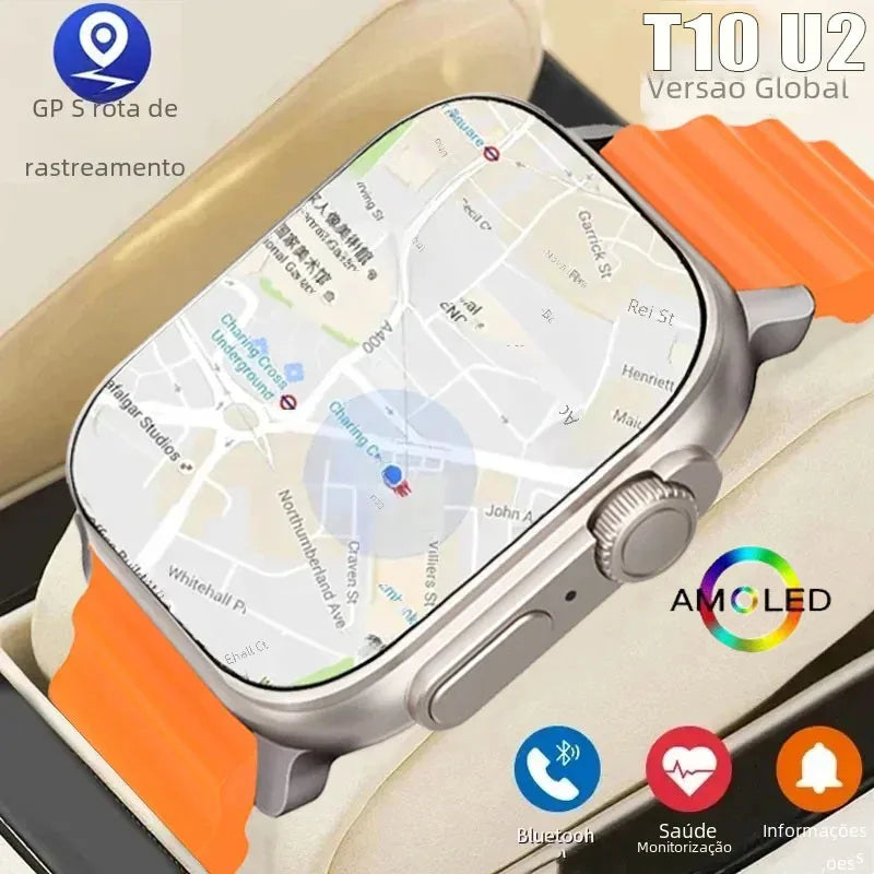 Relógio Smart Watch T10 U2 Watch Ultra IWO Watch Ultra NFC Smartwatch Series 9 Bluetooth Call 2.2 Inch Wireless Fitness Watch